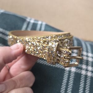 J. Crew Sparkling Leather glam Gold Women's Belt L